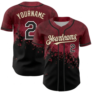 Custom maroon <b>Black</b> Baseball Jersey lightweight Personalized Team Uniform Sublimation Sports jersey for <b>Men</b> Youth breathable - Product Image 1