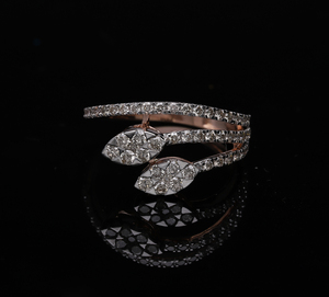 14K Gold Lab Grown CVD Diamond Ring F Color VVS VS Multi Shape <b>Wrap</b> Bypass Statement Ring for Women Elegant Design - Product Image 5