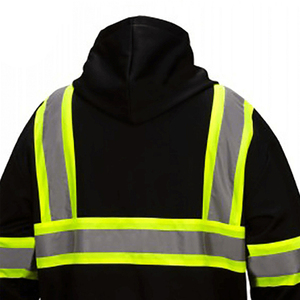 Sweat-shirt à capuche entièrement zippé personnalisé noir, jaune néon, argenté, réfléchissant, haute visibilité, vêtement de travail, marque privée, vêtements de sécurité - Product Image 4