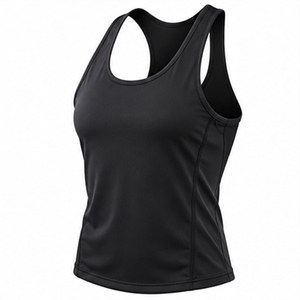 <b>Women</b> Racerback Yoga <b>Tank</b> <b>Top</b> Sleeveless Solid <b>Black</b> Quick Dry Seamless Spandex/Polyester Fitness Sports Bra Workout Shirt - Product Image 1