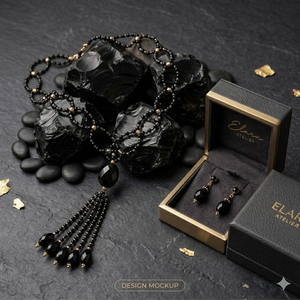 Black Stone Beaded <b>Necklace</b>-Trendy <b>Statement</b> Jewelry for Women's Weddings & Gifts SKU ABDN-20104 - Product Image 3