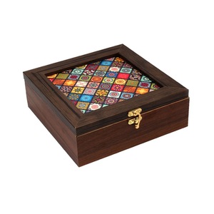 Natural Brown Square Jewelry Organizer <b>Box</b> with Lid Handmade Wooden Storage Case Decorative Ring <b>Earring</b> Necklace <b>Holder</b> - Product Image 3