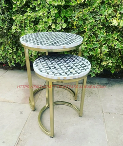Wholesale FAIZA CRAFT Luxury Handmade Modern Style Bone Inlay Home Stool Ottoman Living Room Furniture India Bedroom Hotel - Product Image 6