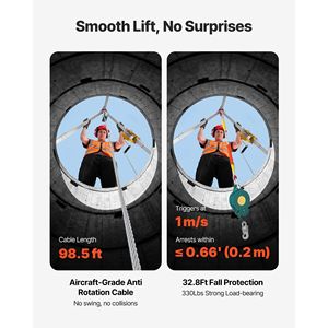 Kit de Trípode de Rescate de Alta Resistencia para Espacios Confinados, Cabrestante de 2600 Libras, Patas Ajustables de 4.76 Pies, Cable de 98.5 Pies, Protección Contra Caídas de 32.8 Pies - Product Image 3