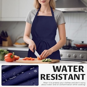<b>Navy</b> Blue Cotton Apron Woven Fabric <b>Tie</b> Closure For Restaurant Bar Wait Staff Uniform Women - Product Image 5