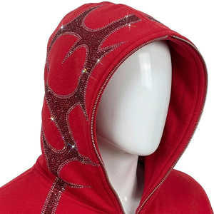 Sweat à capuche de luxe en strass de cristal - Sweat à capuche unisexe en polaire pour l'hiver, streetwear, tenue décontractée, sweat à capuche avec logo personnalisé - Product Image 3