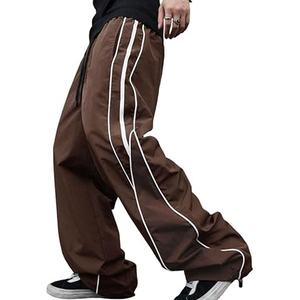 DIGGA CREATIONS Pantalon de survêtement pour homme en polyester/nylon marron, taille élastique avec cordon de serrage, imperméable, respirant, léger, décontracté - Product Image 6