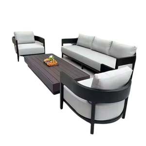 Ensemble de meubles de jardin en aluminium moderne Rano, salon de jardin extérieur, canapé, chaise, table pour villa, appartement, bord de piscine - Product Image 3