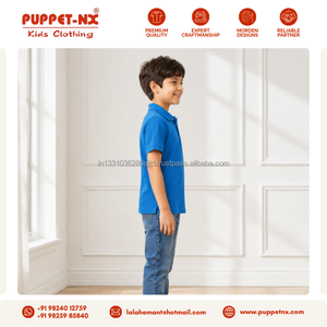 Camiseta Polo Azul Rey de Manga Corta para Niños Puppetnx de la Mejor Calidad, Mezcla de Poliéster/Algodón, Uniformes Escolares - Product Image 4