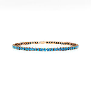 14k <b>Solid</b> <b>Gold</b> Natural Swiss Blue Topaz Tennis Chain Bracelet Her Valentine Gift Fine Jewelry Party Wear Elegant Tennis Bracelet - Product Image 1