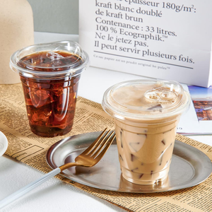 Vasos de Plástico Desechables Transparentes, Libres de BPA, Degradables, con Tapas para Café Helado, Bebidas Frías, Jugos y Smoothies, Ecológicos para Fiestas - Product Image 1