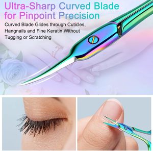 Tijeras para Cutículas de Primera Calidad, Multiusos, de Acero Inoxidable con Hojas Curvas - Tijeras de Manicura para Uñas, Cejas y Pestañas - Product Image 1