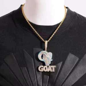 Collar Personalizado con Colgante de Moissanita en Forma de Cabra, Chapado en Rodio, Plata de Ley 925, Estilo Hip Hop, Unisex, para Fiesta - Product Image 3