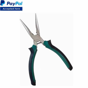 SIGAL MEDCO Alicates de punta larga industriales de 8 pulgadas con mango de agarre cómodo, alicates de punta de cadena con muelle, mandíbula dentada negra - Product Image 1