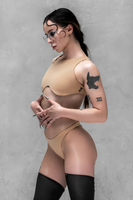 Vêtements de pole dance pour femmes 2026, directement de l'usine, haut de performance léger et respirant en tissu extensible Spandex/Polyester à col montant, OEM