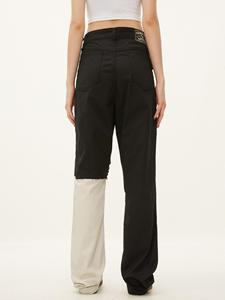 Jean Palazzo ample et droit à jambe large, style rétro décontracté streetwear, trois bandes, en denim très extensible pour femme – Meilleure vente - Product Image 2