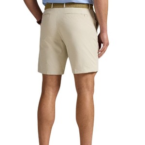 Shorts pour hommes, couleur beige unie, style bermuda, taille mi-haute, fermeture boutonnée, tissu en coton Oxford, style décontracté avec poches, design tissé - Product Image 4