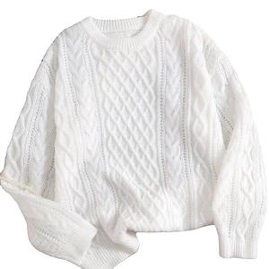 Hoodie personnalisé pour femme, col rond, hiver, couleur unie, tricot gaufré - Product Image 4