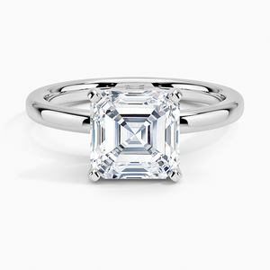 Bague SOJ 01, coupe Asscher, argent 925 plaqué rhodium, grande pierre classique sertie à griffes, solitaire, bague de fiançailles et de mariage, certifiée GRA - Product Image 1