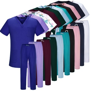 Juego de uniformes médicos de estiramiento rápido de manga corta de alta calidad para uniformes de clínica hospitalaria - Product Image 1
