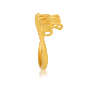 Elegant Yellow Gold Royal <b>Crown</b> Design Openwork <b>Ring</b> for Women Luxury Tiara Style Statement Fine Jewelry Wholesale Supplier - Product Image 2