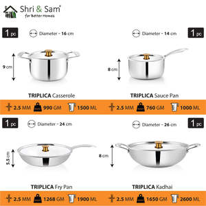 Juego de utensilios de cocina Premium de acero inoxidable Triply de 4 piezas esenciales de cocina - Product Image 4