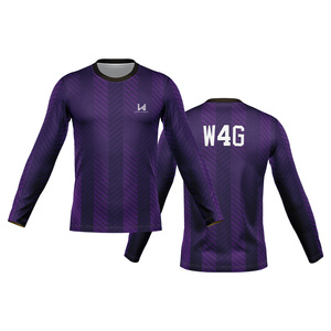 T-shirt personnalisé à manches longues et col rond, séchage rapide, avec logo imprimé dégradé sur le devant, en tissu tissé respirant, décontracté et écologique - Product Image 1