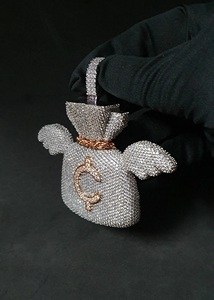 Collier Pendentif Sac d'Argent Ange Luxe Bling-Bling Moissanite VVS en Argent Sterling 925, Bijou Tendance Hip Hop, Cadeau - Product Image 3