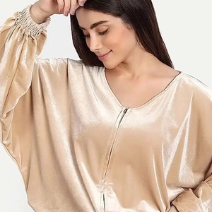 Conjunto Deportivo de Mujer, Estilo Seda, Color Beige, Cómodo, de Algodón y Poliéster, Corte Holgado, con Cierre, Traje Deportivo - Product Image 3