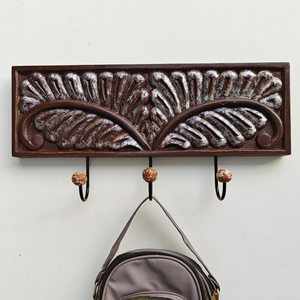 Smart Art Wood Carving Brown Painted <b>Wall</b> Hangings <b>Key</b> Hanger 3 <b>Hooks</b> Designed Wooden <b>Wall</b> Decor Clothing Hanger Engineered Wood - Product Image 2