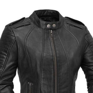 Custom Made Women Plus Size Waterproof Breathable Motorbike Leather Biker Jacket with Custom Color Motorbike Jacket - Product Image 2