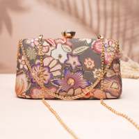 Pochette de soirée élégante Midnight Garden Bloom de créateur haut de gamme, sac à main floral pour les occasions de mariage et de fête