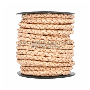 Cordon en cuir tressé rond naturel de 4 mm, robuste, pour artisanat, bijoux, utilitaire, décoratif, fournitures en cuir - Product Image 6