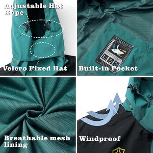 Outdoor Sport Men's Hooded Waterproof <b>Jacket</b> Full Sleeve Solid Color Polyester Zipper Closure Regular Fit Autumn Wear - Product Image 4