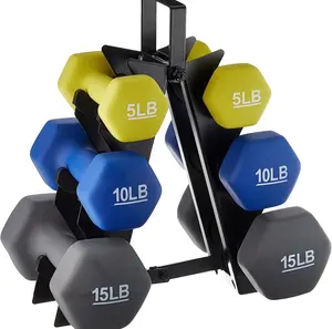 Mancuernas de neopreno personalizadas, equipo de ejercicio físico de peso libre de hierro fundido con embalaje de bolsa con logotipo personalizado de PVC ajustable