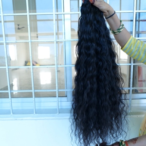 Extensiones de cabello humano indio con cutícula alineada, mechones de color natural ondulado 100% sin procesar - Product Image 3