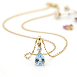 Colgantes y Dijes Finos de Aguamarina Pisces Serenity, Joyería Fina de Oro Blanco, Colección Exclusiva, Moda Moderna para Mujer, Top Cho - Product Image 4
