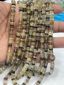 Perles de pierres précieuses de haute qualité pour la fabrication de bijoux, 17 pouces, quartz naturel lisse, forme Heishi, taille 6-7 mm - Product Image 2