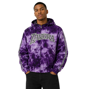 Custom Logo <b>Purple</b> <b>Tie</b> Dye Hooded Windbreaker Men's Jacket 100% Nylon Windbreaker Reflective Stripe Streetwear Zip Up Outerwear - Product Image 1