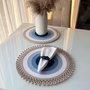 Lavish Blue Tone Macrame <b>Placemats</b> for Guest Entertaining <b>Dining</b> Setup and Festive <b>Table</b> Decoration Wholesale From India - Product Image 2