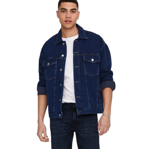 DAIZEN STAR Men's Dark Blue Denim Jacket Button Closure Casual Style Regular Fit 100% Cotton Woven Fabric Eco-Friendly Windproof - Product Image 1