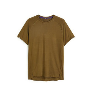 Camisetas OEM personalizadas de color marrón sólido para hombre, de alta calidad, 100% algodón, cuello redondo, corte holgado y transpirable. - Product Image 4