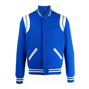 Custom High Quality Winter Wool Corduroy Varsity Bomber <b>Jacket</b> Men Stand Vintage Embroidery <b>Patchwork</b> Front Contrast Sleeve - Product Image 1