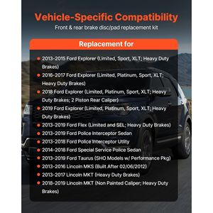 Kit de Reparación de Frenos Delanteros y Traseros de Alta Resistencia para Ford Explorer (Limited Sport XLT) 2013-2015 y Ford Explorer (Limited) 2018 - Product Image 2