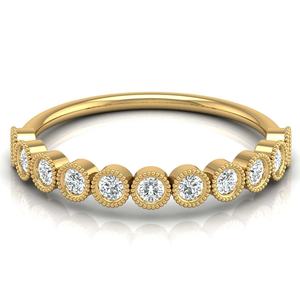 แหวนเพชรโมอิสซาไนต์กลม14กะรัตแหวนหมั้นเพชรครึ่งวงแหวนทองชุบทองแหวนแต่งงานสำหรับผู้หญิง - Product Image 1