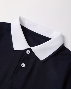 Red Navy Breathable Eco-Friendly Short Sleeve Polo Shirt for Boys Casual Solid Color Polyester/Cotton Knitted Fabric Plain Dyed - Product Image 3