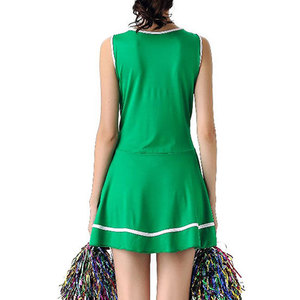 Uniforme de cheerleading noir et rouge pour femmes adultes, ensemble haut court et jupe, en spandex et polyester, avec détails en strass - Product Image 3