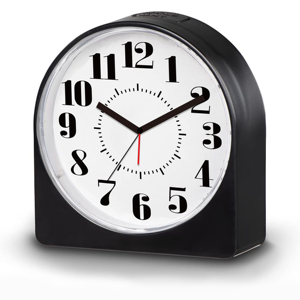 3.7 Inch Arch-Shaped Silent Alarm <b>Clock</b> with Jumbo Numerals & <b>LED</b> Night Light – Black | Bedroom & Bedside Travel <b>Clock</b> - Product Image 1