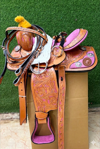 Sillas de Montar Occidentales para Caballos, Cuero Genuino con Estructura de Madera/Plástico, Equipo Cómodo para Montar a Caballo - Product Image 4