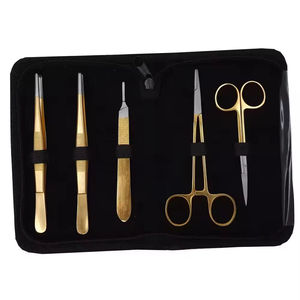 Biology <b>Teaching</b> Medical Student Dissecting Lab Set 5 Pcs Manual German Steel Gold Color Coated Surgical by Dentavex - Product Image 1